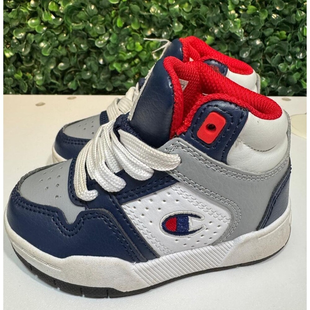 Champion Drome Hi CB Sneakers White Blue High Top Toddler Shoes Size 6